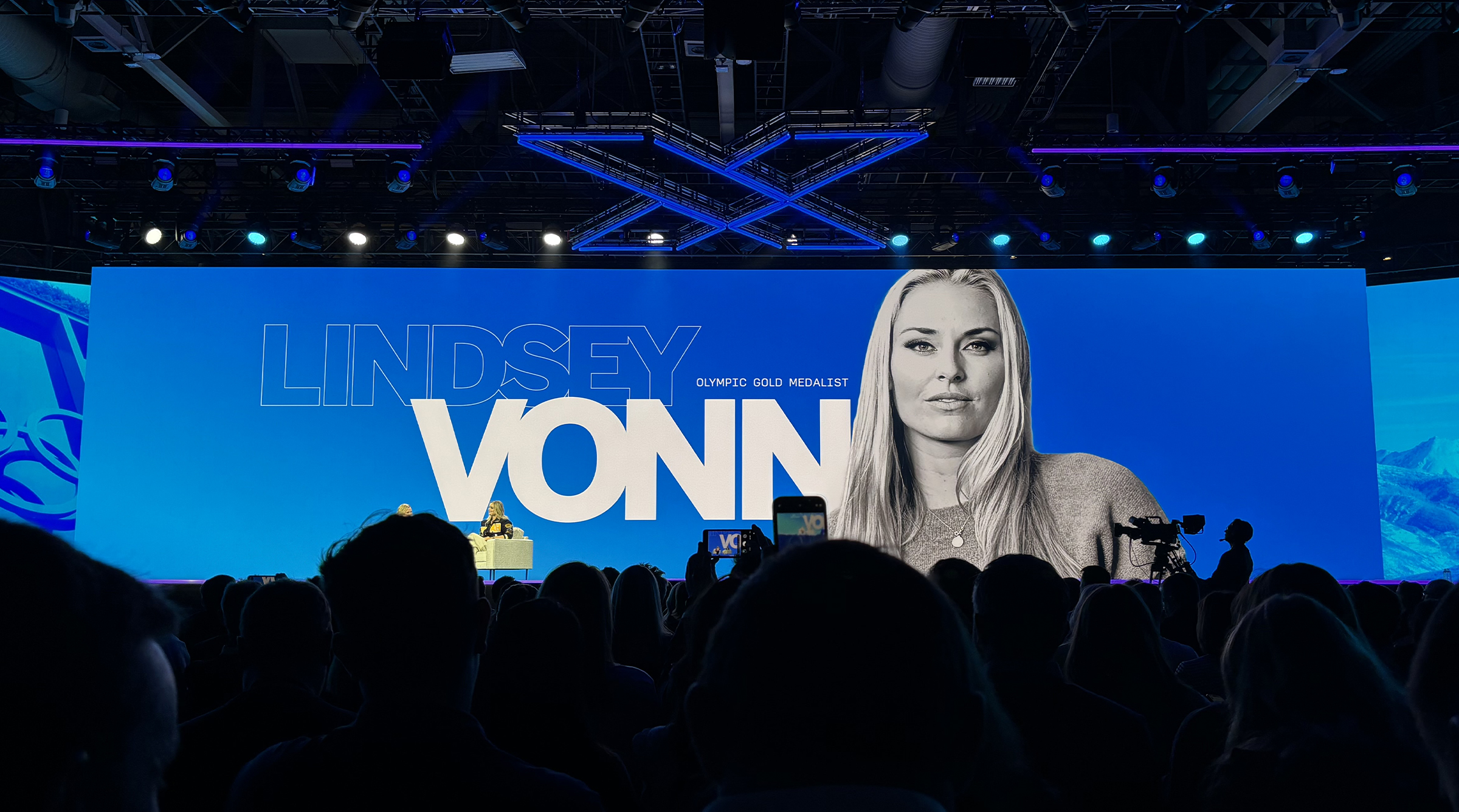 Lindsey Vonn on stage at Qualtrics X4.