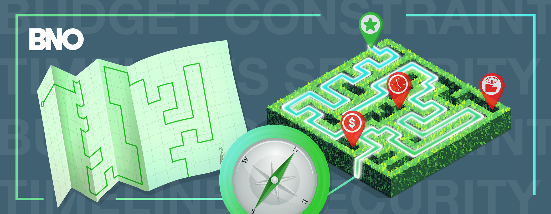 Navigating a hedge maze while avoiding dead ends.