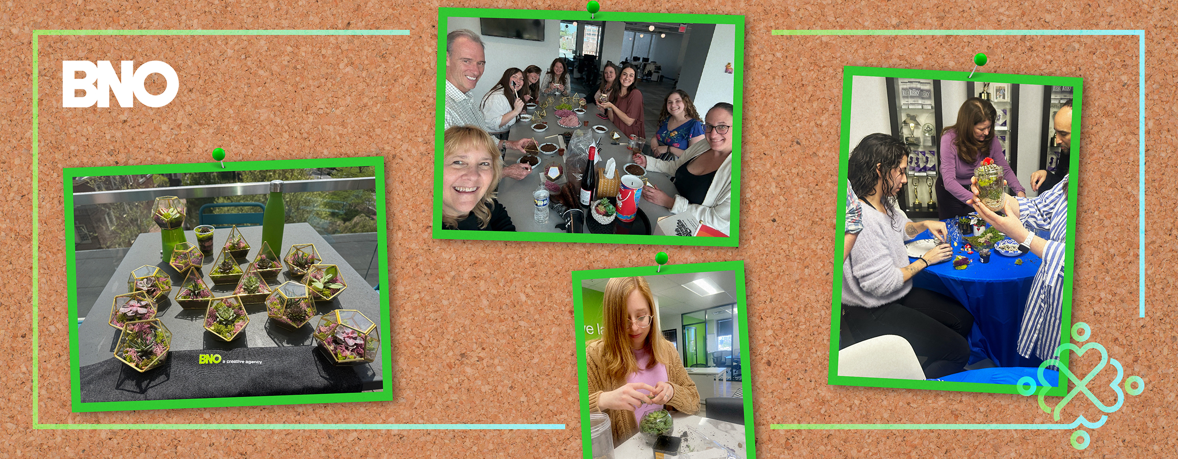 Photo collage of our BNO team doing an activity on Earth Day.