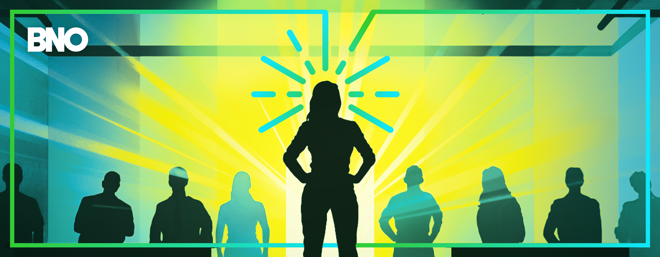 Artwork of employees acting as shining examples of brand evangelists.