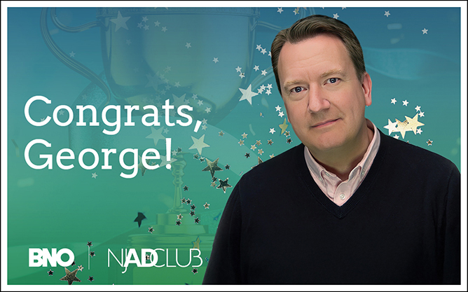 Congrats, George! Image celebrating George Jackus being inducted into the Advertising Hall of Fame of New Jersey.