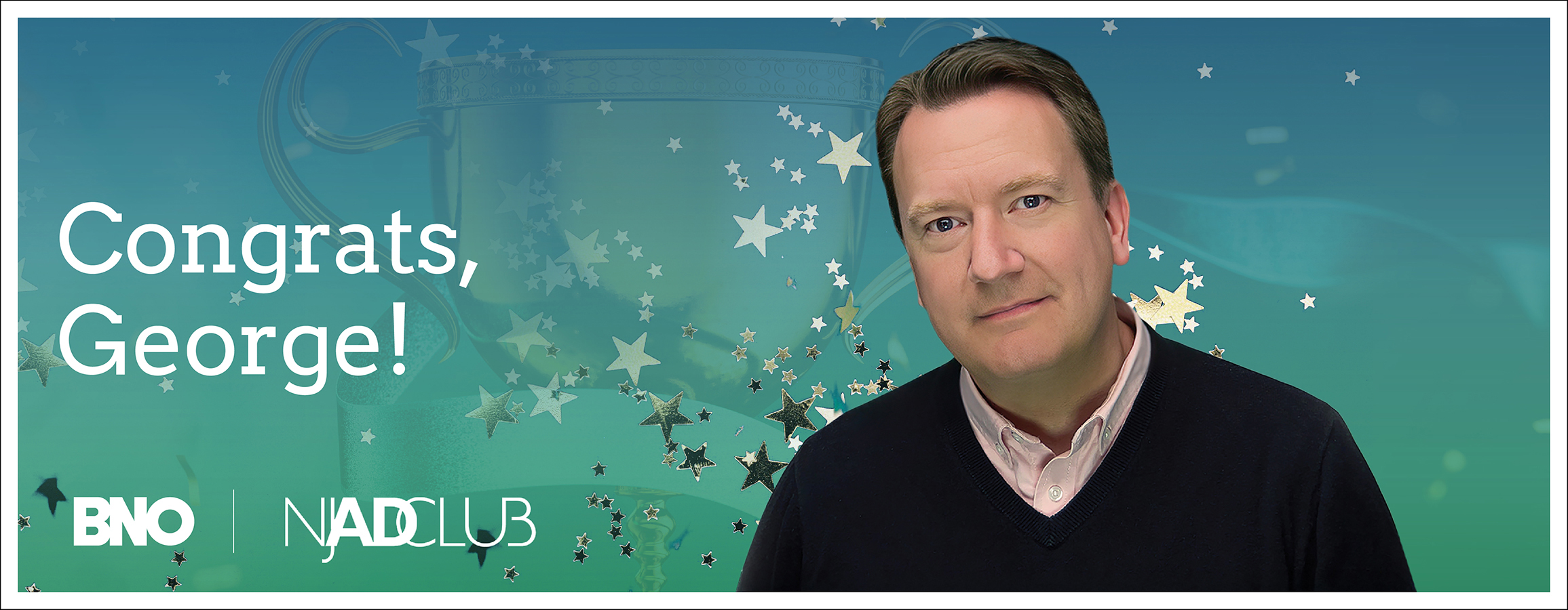 Congrats, George! Image celebrating George Jackus being inducted into the Advertising Hall of Fame of New Jersey.